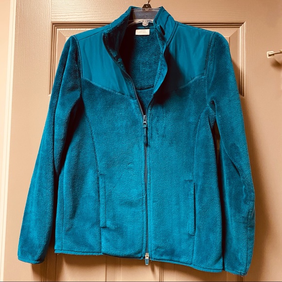 Danskin Now Jackets & Blazers - EUC! Fuzzy Danskin Teal Full Zip Jacket Size 4-6 Small